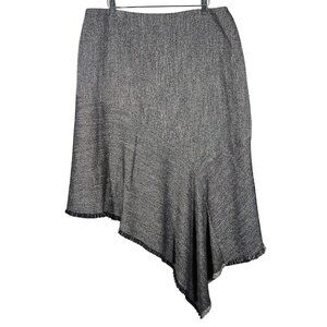 Anne Klein Womens Asymmetrical Hem Tweed Skirt Size 14 Black & White Made In Vie